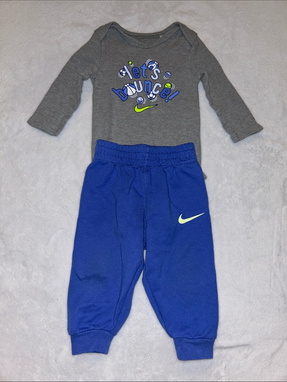 Nike Toddler Royal Blue Sweatpants with Lime Swoosh